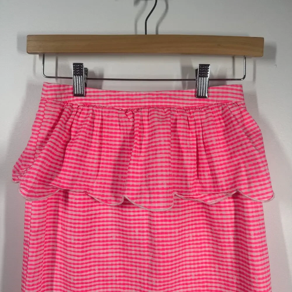 Lilly Pulitzer Thyme Skirt Women 00 Fiesta Pink Pretty Gingham‎ 48545 Preppy
